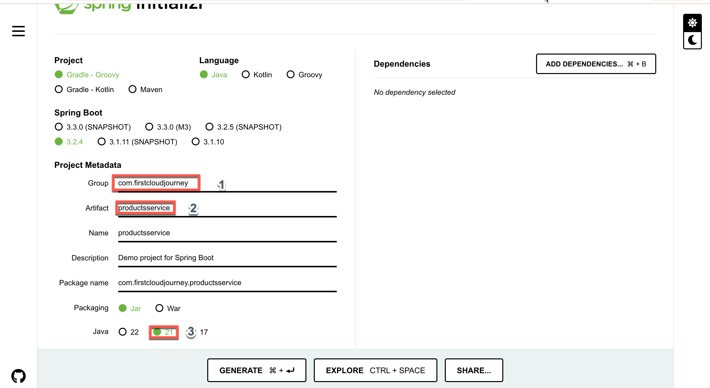 Project Metadata Configuration